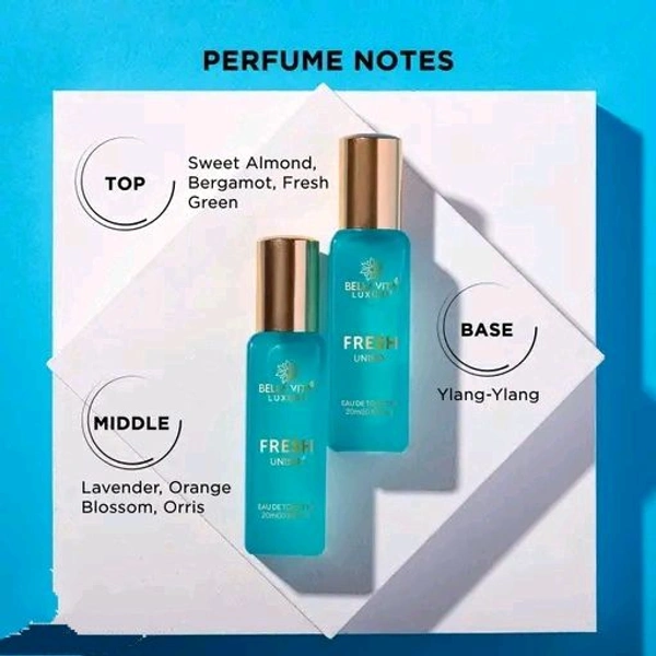 Bella Vita Organic  FRESH Eau De Toilette Unisex Perfume For Men & Women with Bergamot, Orris Lavender & Ylang Ylang 20 ML