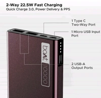 Boat boAt 10000 mAh 22.5 W Power Bank  (Burgundy, Lithium Polymer, Quick Charge 3.0 for Mobile) - Burgundy