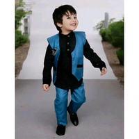 Boys Blue Cotton Blend Ethnic Jackets - Blue, 6-7 Year