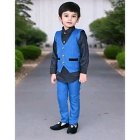 Boys Blue Cotton Blend Ethnic Jackets - Blue, 7-8 Year