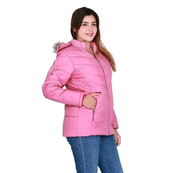 Women Parka Jacket - Pink, XL