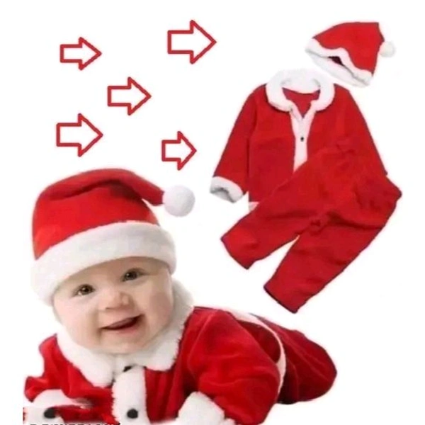 Kids santa Coustume For Christmas Santa Claus Costume - Red, 18-24 Months