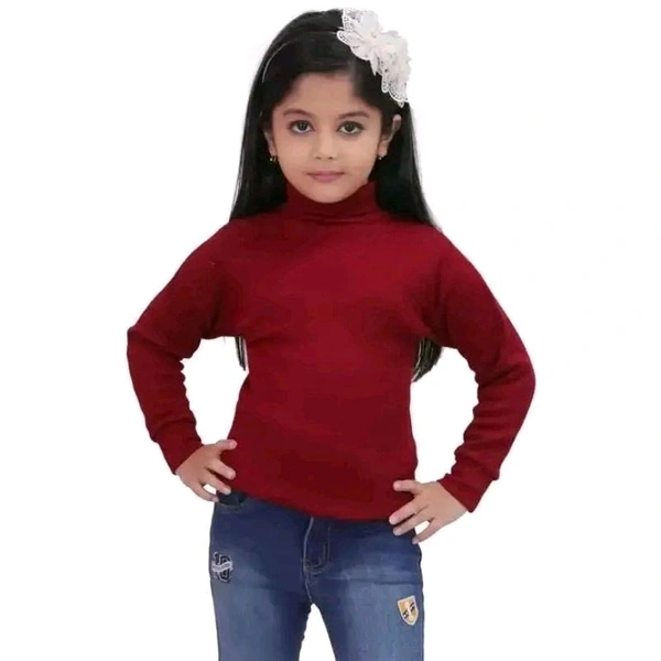 Cute Stylish Girls Tshirts - Maroon, 3-4 Year