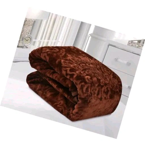 GKM Floral Double Mink Blanket for Heavy Winter 90x86  (Polyester) - Maroon