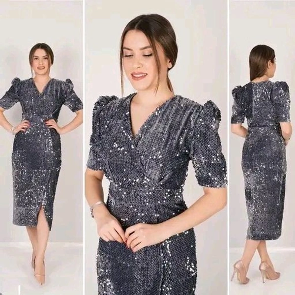 Wazix Clothing presents stylist bodycon one pies dresses - Silver, XS