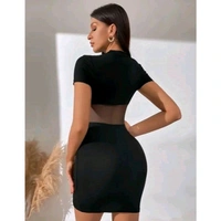 BUTBHAVANI ENTERPRISES LATEST WESTERN HALF SLEEVES BODYCON DRESS FOR WOMEN - Black, S