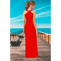 Red Color Womens V Neck Stylish Dress - XL, Red