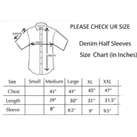 MEN DENIM CARGO HALF SLEEVES SHIRT - Aqua Blue, L