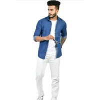 Leemarts Men Solid Casual LIGHT Blue Shirt - Blue, XS