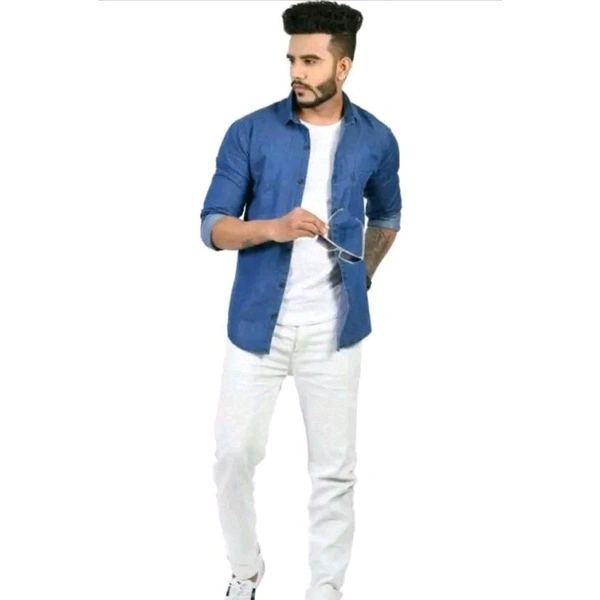 Leemarts Men Solid Casual LIGHT Blue Shirt - Blue, M