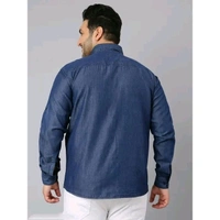 Men's Blue Denim Western Shirt with Double Flap Pockets and Full Sleeves - Classic All-Season Style Shirt - Blue, L