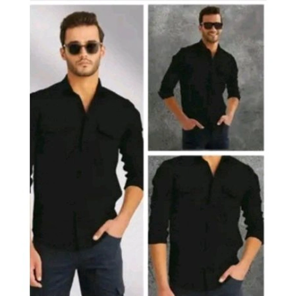 Cotton Shirts For Men - Black, L