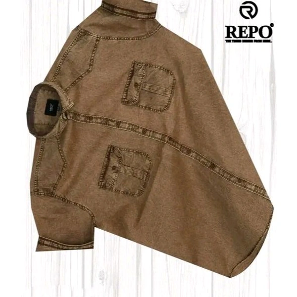 KIKKI DENIM COTTON SHIRTS FOR MENS PLUS SIZE JUMBO SIZE SHIRT 3XL 4XL 5XL 6XL 7XL 8XL KIKKI PLUS SIZE MEN'S Premium Qualitiy DOUBLE POCKET DENIM HALF Sleeves Shirt Double Pocket DENIM Shirt JUMBO SIZE XXXL SIZE 4XL Size 5XL Size 6XL Size 7XL Size 8XL DENIM COTTON SHIRTS FOR MENS - beige, 7XL