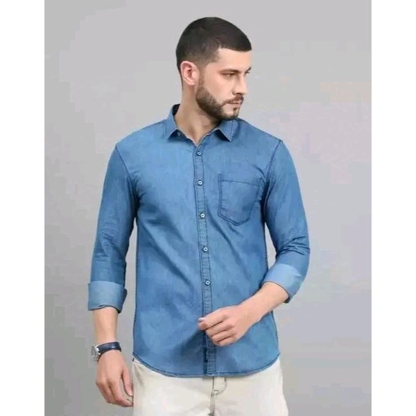 MENS DENIM SHIRTS LIGHT BLUE - Blue, XXL