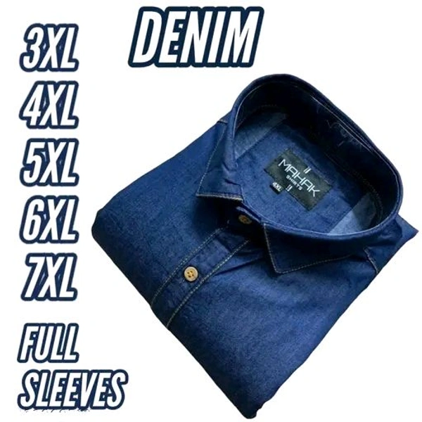 Maya MenS DENIM Shirt Jumbo SIZE XXXL 3XL 4XL 5XL 6XL 7XL FULL SHIRT SLEEVES FORMAL PRINTED checks square LINING PARTYWEAR COTTON ShirtS - Blue, 6XL