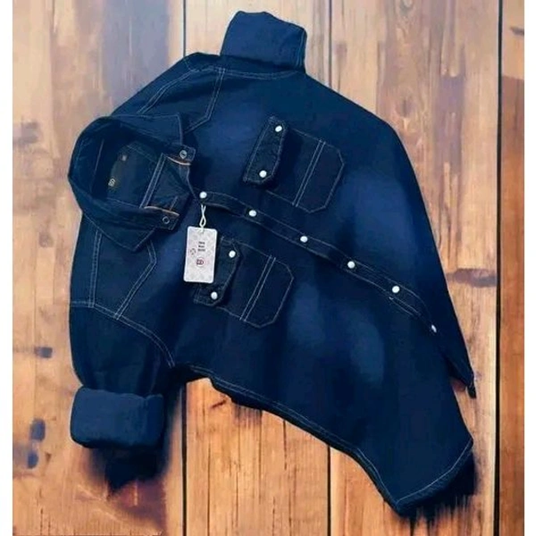 Stylish Retro Men Blue Jackets AND shirt - Blue, L