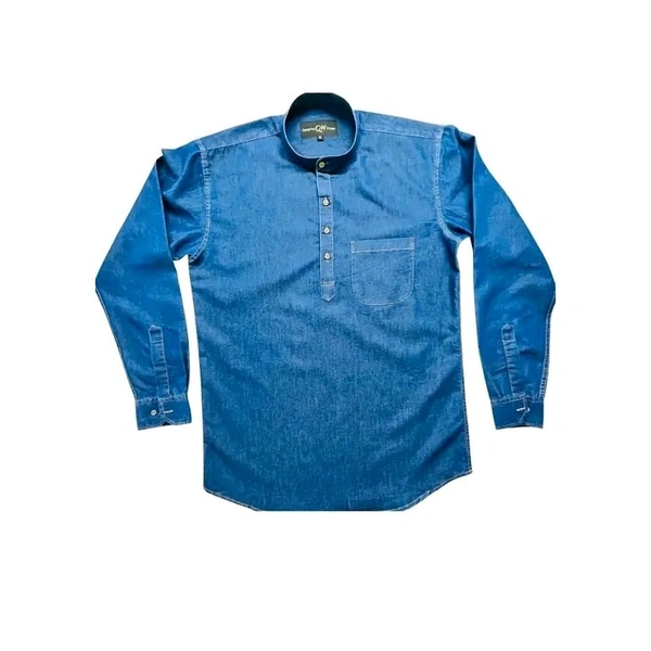 Denim kurta shirt for men - Blue, 3XL