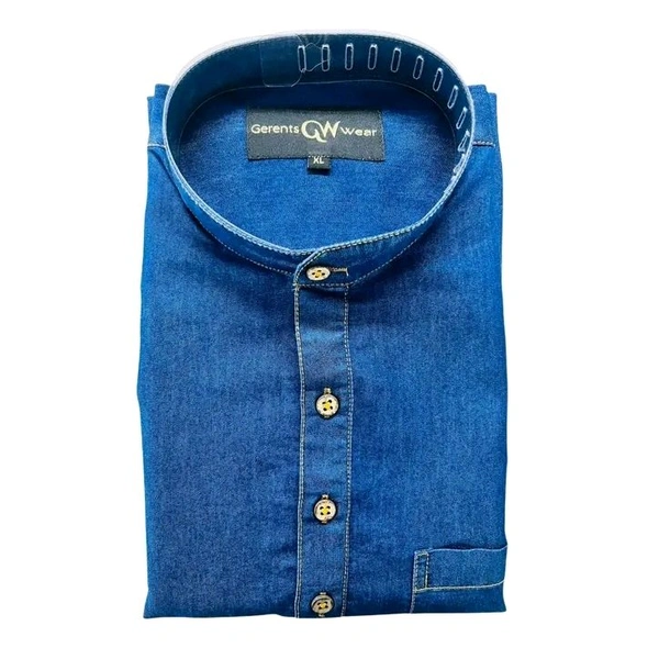Denim kurta shirt for men - Blue, 3XL