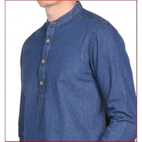Denim kurta shirt for men - Blue, 3XL