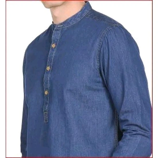 Denim kurta shirt for men - Blue, 3XL