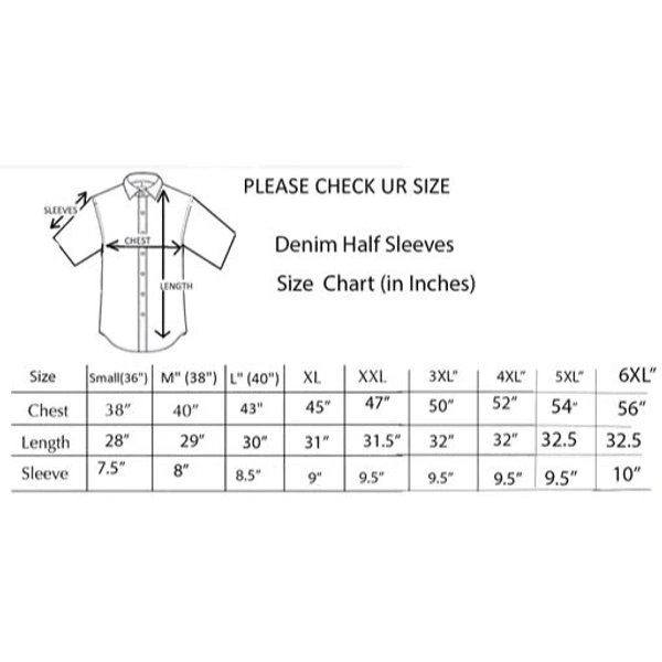 Stylish Men's Denim Half Shirt - Highlighted Dark Blue - Blue, XL