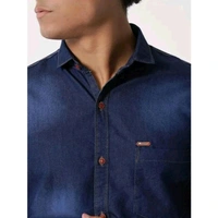 Blue casual denim solid men shirt - XL, Blue