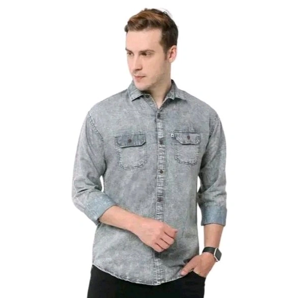 DENIM SHIRTS FOR MEN - Gray, L