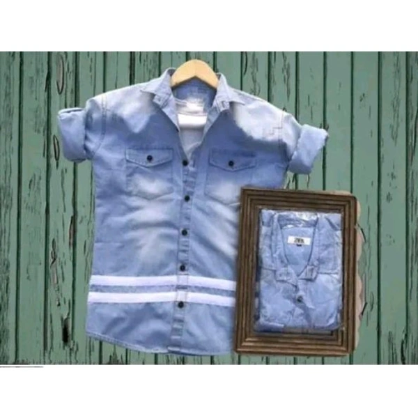 Denim light shirt/Denim strip shirt/Tour shirt for men - Blue, M