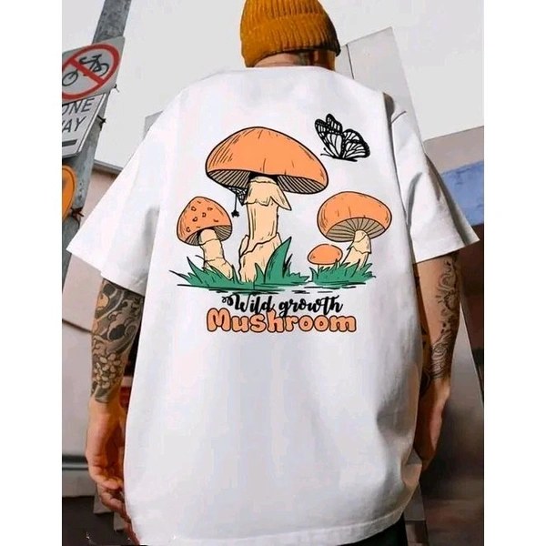 Men's Back Print Oversize Round White Tshirts - White, M