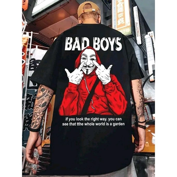 SCOTT FINCHER mens black cotton graphic printed oversized t shirt - Black, Xs