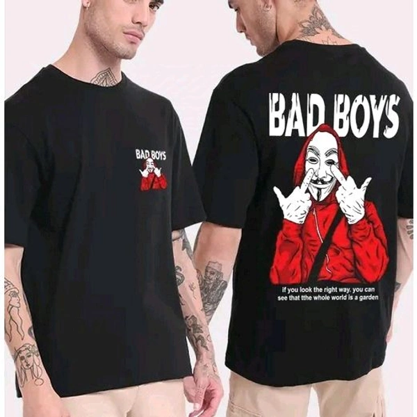 SCOTT FINCHER mens black cotton graphic printed oversized t shirt - Black, XXL