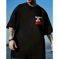 SCOTT FINCHER mens black cotton graphic printed oversized t shirt - Black, XXL