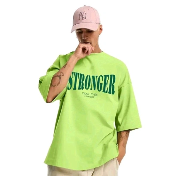 Men's Half Sleeve Round Neck Oversized/Baggy/Loose Fit Printed T-Shirt | Plus Size Also Available - 3XL, Green