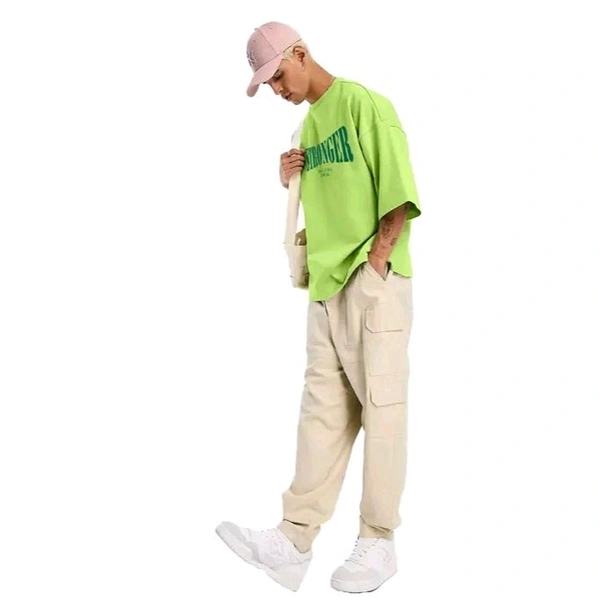 Men's Half Sleeve Round Neck Oversized/Baggy/Loose Fit Printed T-Shirt | Plus Size Also Available - 3XL, Green