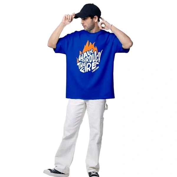 Trendy Stylish Sensational Oversized Half Sleeve T-Shirt - Blue, 2XL