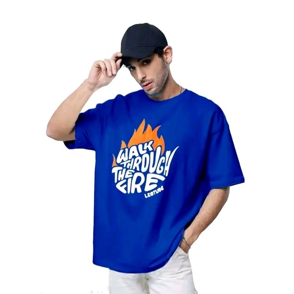 Trendy Stylish Sensational Oversized Half Sleeve T-Shirt - Blue, 2XL