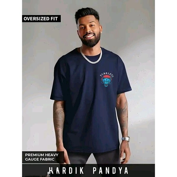 Over Size T Shirt For Men Back Print Anime - Navy Blue, L