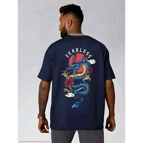 Over Size T Shirt For Men Back Print Anime - 4XL, Navy Blue