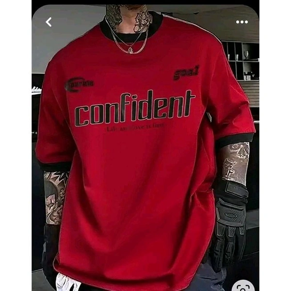 Men's Round Neck Printed T-shirt Men's Cool Streetwear Tshirt Tshirts For Men Hip Hop T-shirt Men's Oversize T-shirt - Red, L