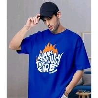 Stylish Sensational Oversized/Baggy/Loose Fit Half Sleeve Round Neck T-Shirt | Plus Size Also Available - Blue, XL