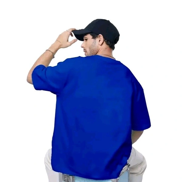 Stylish Sensational Oversized/Baggy/Loose Fit Half Sleeve Round Neck T-Shirt | Plus Size Also Available - Blue, 2XL