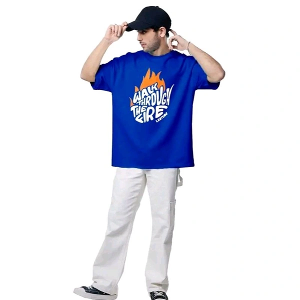 Stylish Sensational Oversized/Baggy & Loose Fit Half Sleeve Round Neck T-Shirt  - 3XL, Blue