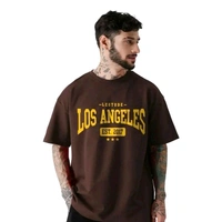 Men's Round Neck Oversized Half Sleeve Cotton Blend Loose Fit Baggy T-Shirt For Men | Plus Size Also Available - Brown, XL
