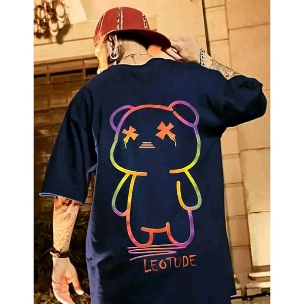 Trendy Oversized Back Printed Half Sleeve T-Shirt | Plus Size Also Available - 3XL, Blue