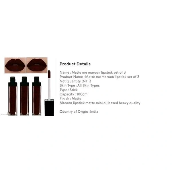 Matte me maroon lipstick set of 3 - Maroon