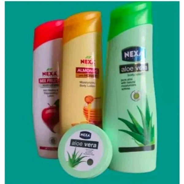 Nexa Moisturizing Body Lotion Almond's Honey (100ml) + (Mix Fruit-100ml) + (Aloe Vera-100ml) + (Aloe Vera 15ml) =315ml