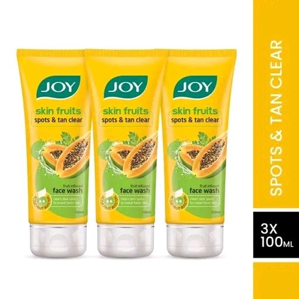 Joy Skin Fruits Spots & Tan Clear Papaya Fruit Infused (Pack of 3 x100ml) Face Wash (300 ml)
