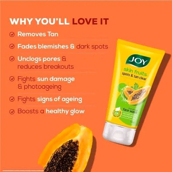 Joy Skin Fruits Spots & Tan Clear Papaya Fruit Infused (Pack of 3 x100ml) Face Wash (300 ml)
