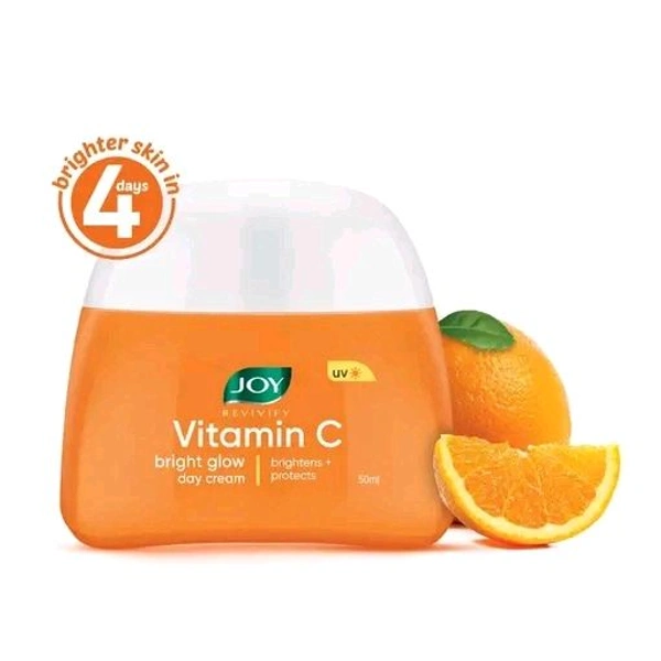 Joy  Vitamin C Bright Glow Day Cream for Face with SPF | Boosts Glow, Fades Dark Spots, Fights Ageing & Protects from Sun Damage | Lightweight & Oil Free Face Moisturizer - 50ml
