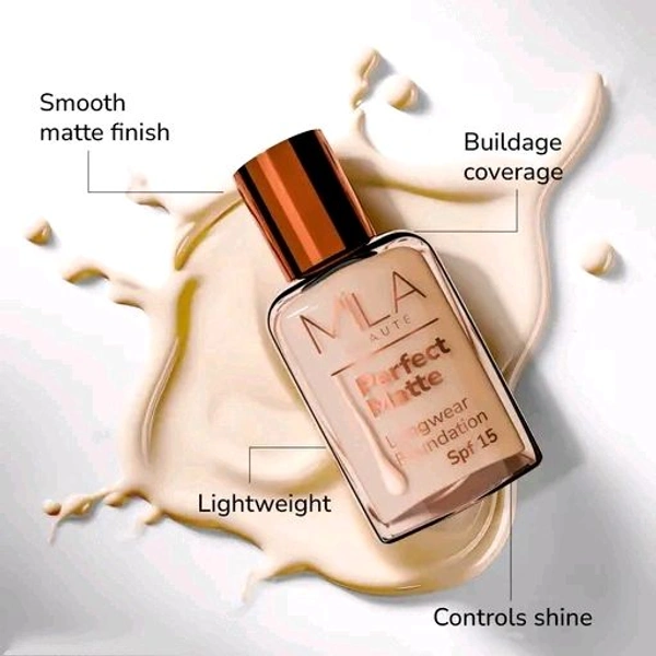MILA BEAUTE Perfect Matte Long-wear Liquid Foundation, High Coverage Foundation, Matte Foundation, Super Stay Foundation, SPF15, Shade- Natural, 30 ml